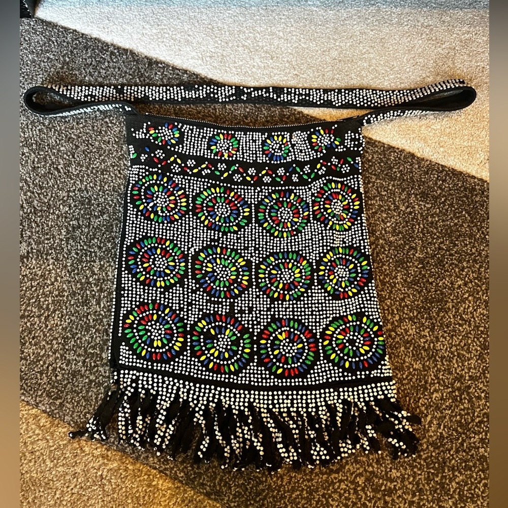 1960s Candy Dot Beaded Shoulder Boho Bag